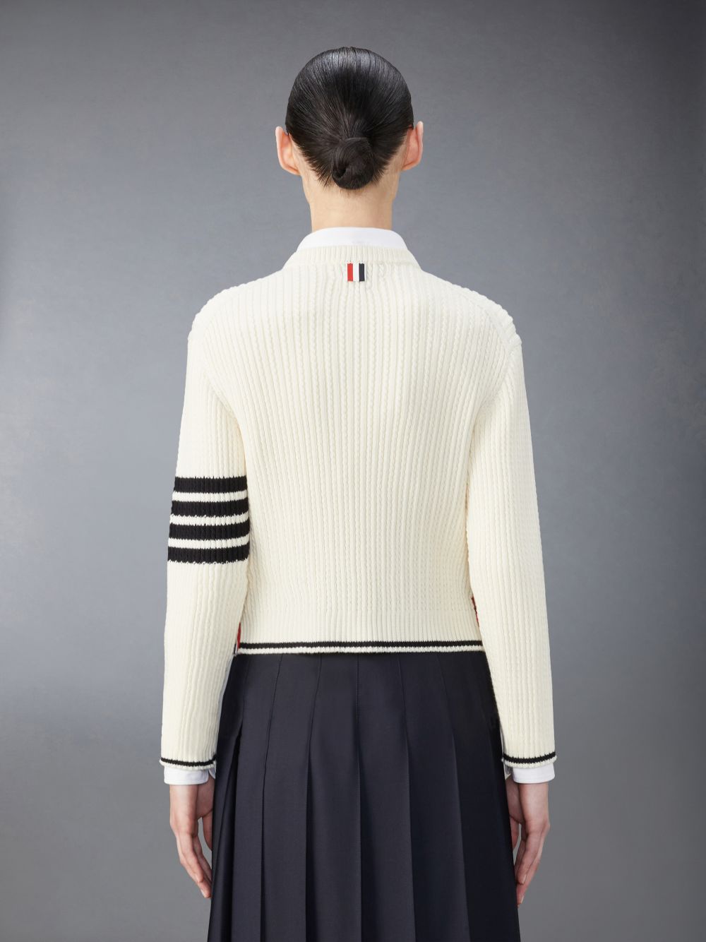 Thom Browne Merino Wool 4-Bar Cropped Cable Donna Pullover Bianche | KFA16A18942