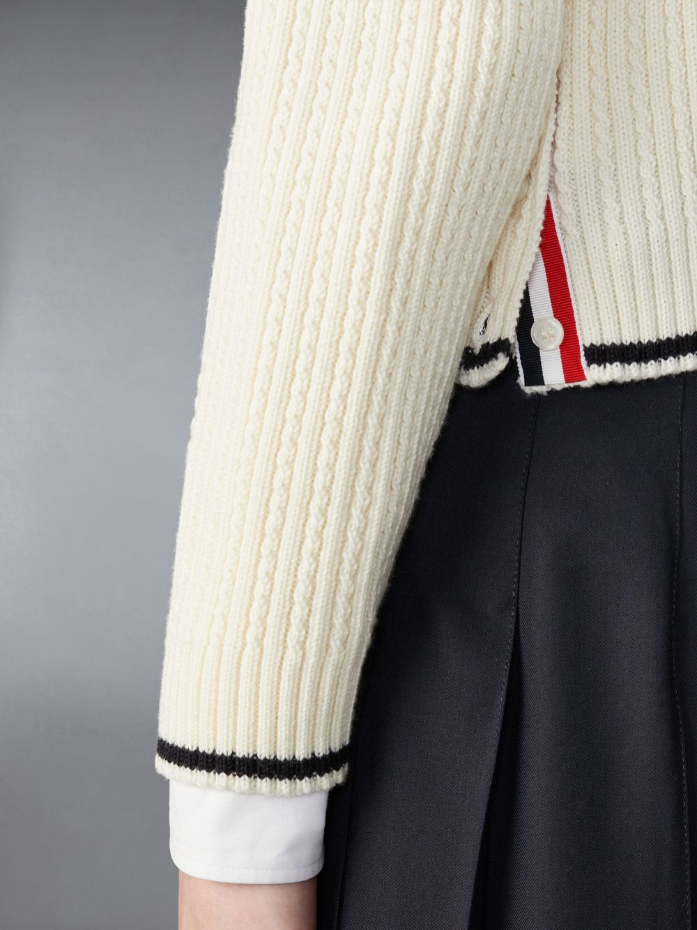 Thom Browne Merino Wool 4-Bar Cropped Cable Donna Pullover Bianche | KFA16A18942