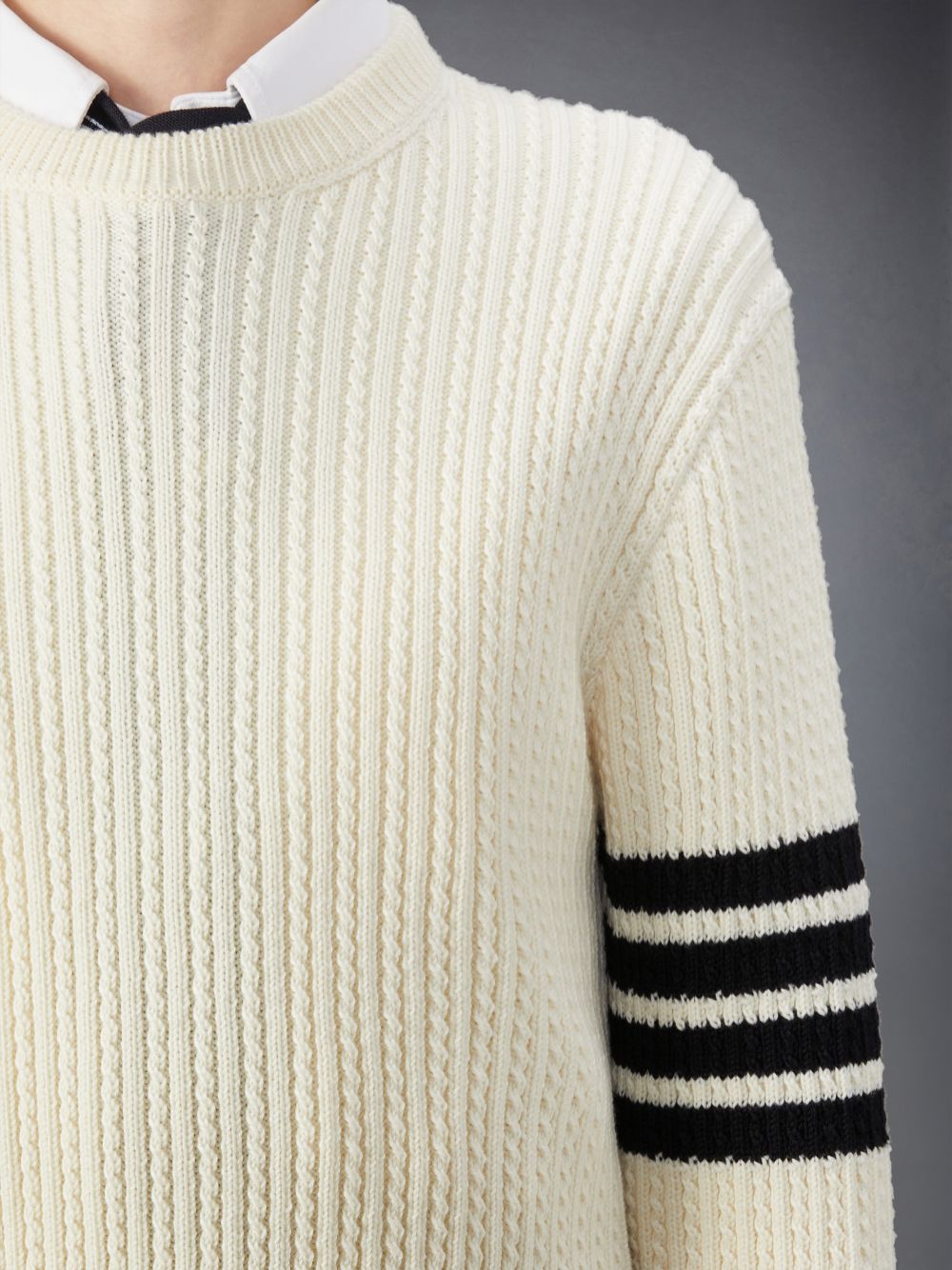 Thom Browne Merino Wool 4-Bar Cropped Cable Donna Pullover Bianche | KFA16A18942