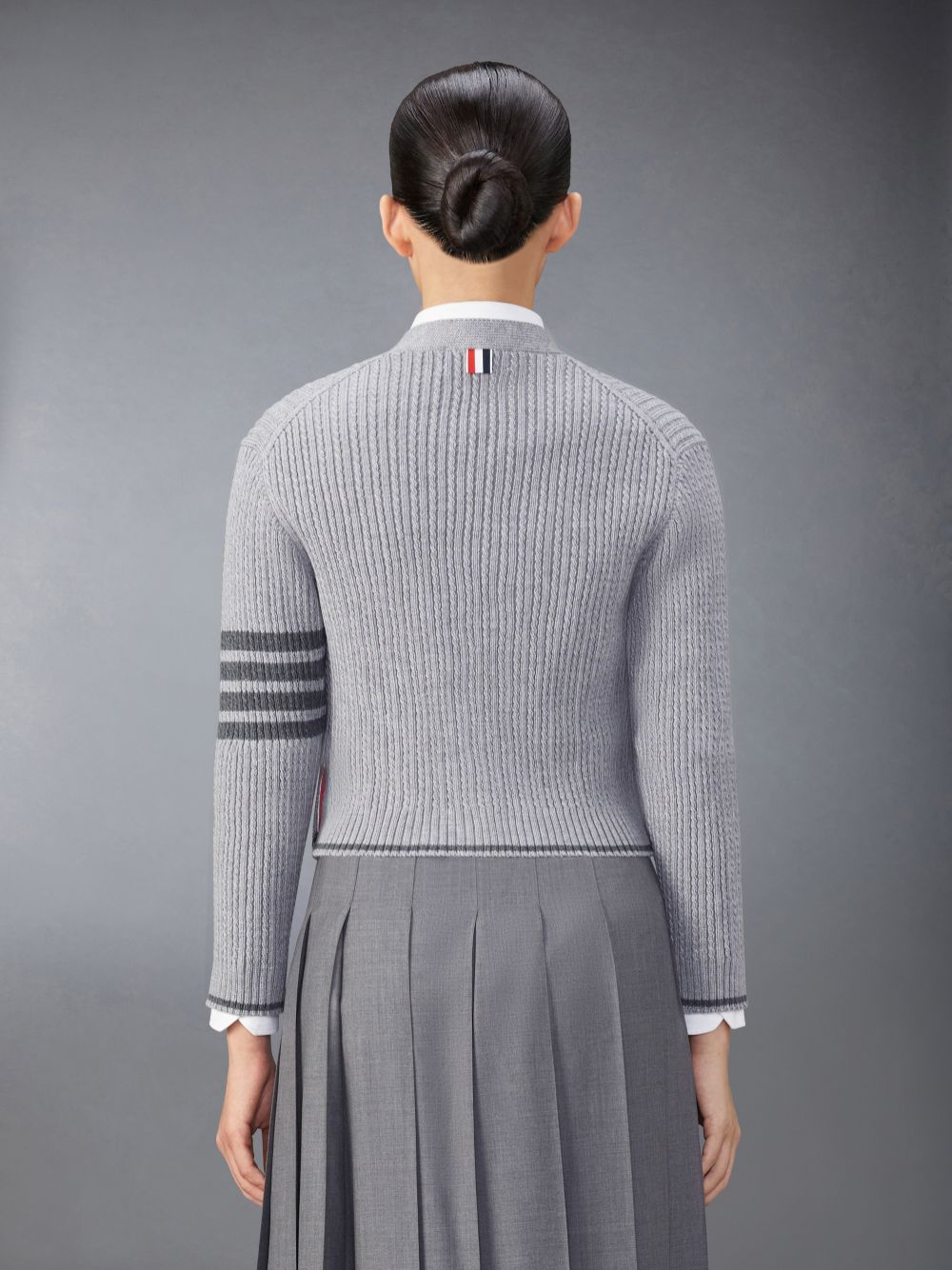 Thom Browne Merino Wool 4-Bar Cropped Donna Cardigan Grigie | XHW15G55413