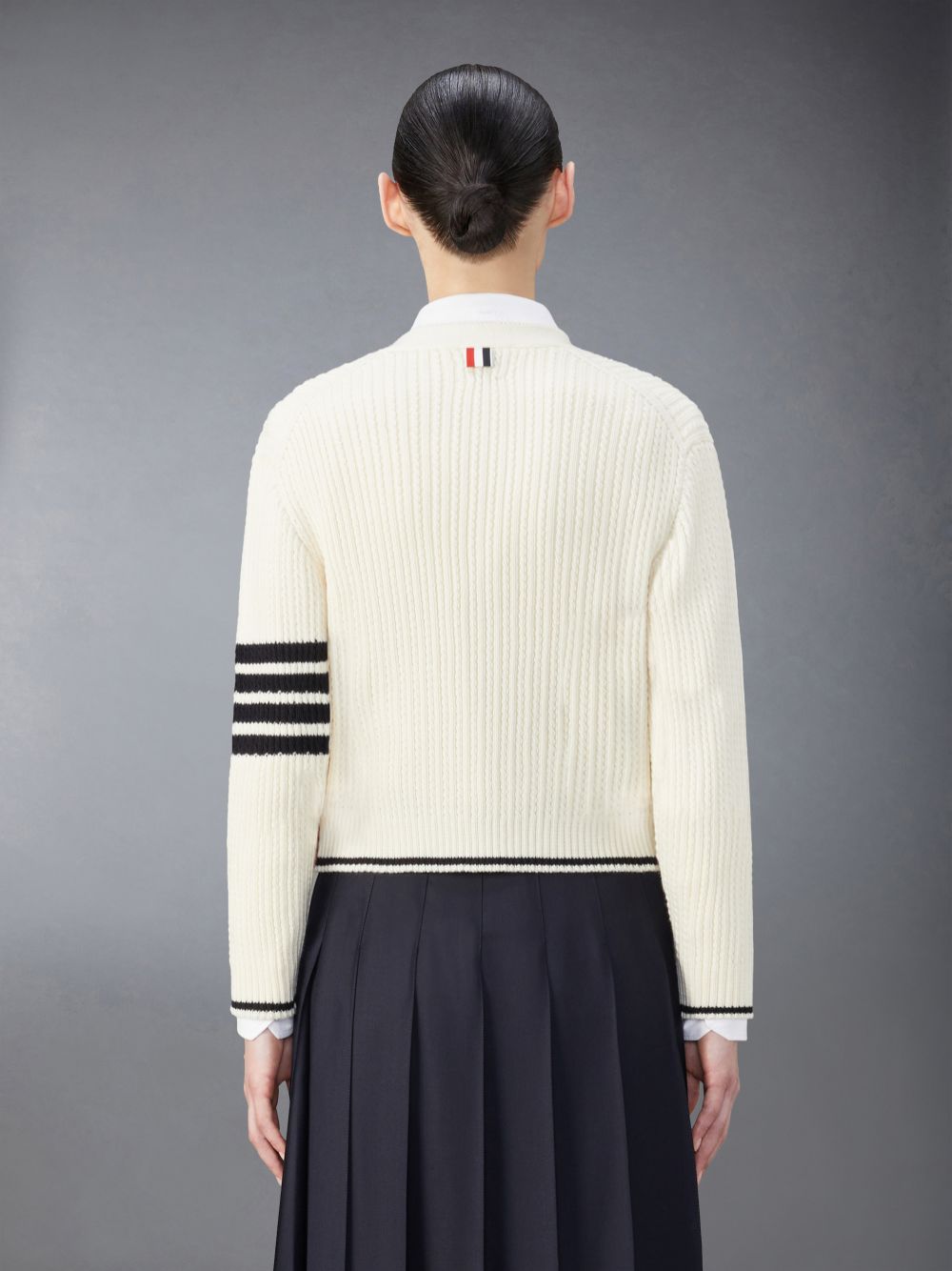 Thom Browne Merino Wool 4-Bar Cropped Donna Cardigan Bianche | VMU04O22024