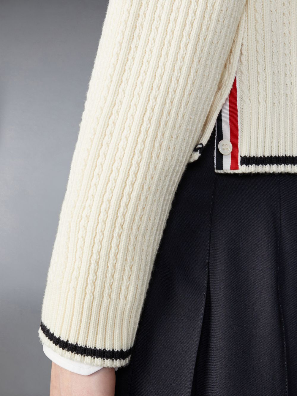 Thom Browne Merino Wool 4-Bar Cropped Donna Cardigan Bianche | VMU04O22024