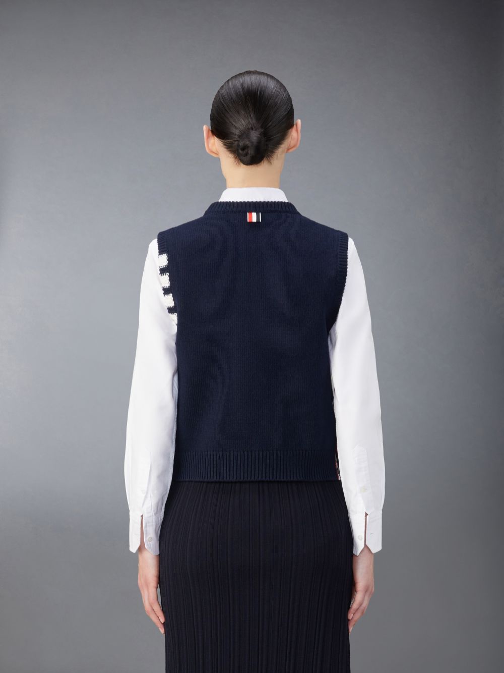 Thom Browne Merino Wool 4-Bar Rose Icon Shell Top Donna Gilet Blu | YFX55X63668