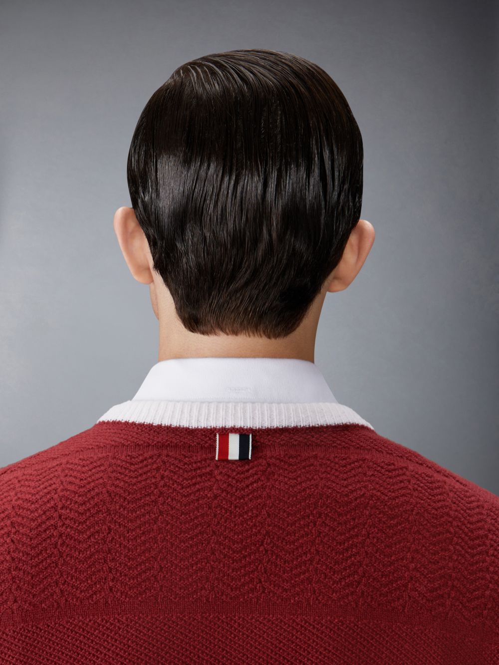 Thom Browne Merino Wool 4-Bar Textured Rugby Stripe Crew Neck Uomo Pullover Rosse | CZF05N29658