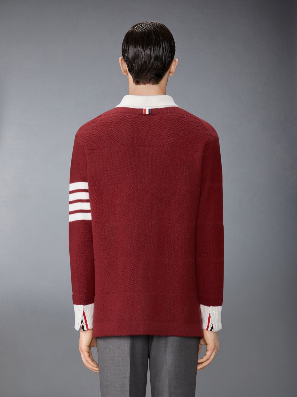 Thom Browne Merino Wool Jersey Stitch Padded 4-Bar Zip up Hoodie Uomo Polo Rosse | LNX78Q50879