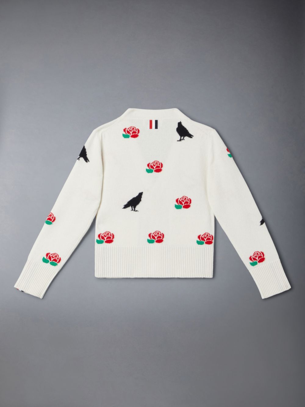 Thom Browne Merino Wool Rose and Raven Ragazza Cardigan Bianche | XIK93J47166