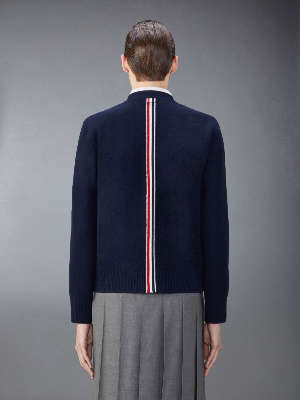 Thom Browne Merino Wool Washed Pique Uomo Cardigan Blu | HHE36G35225