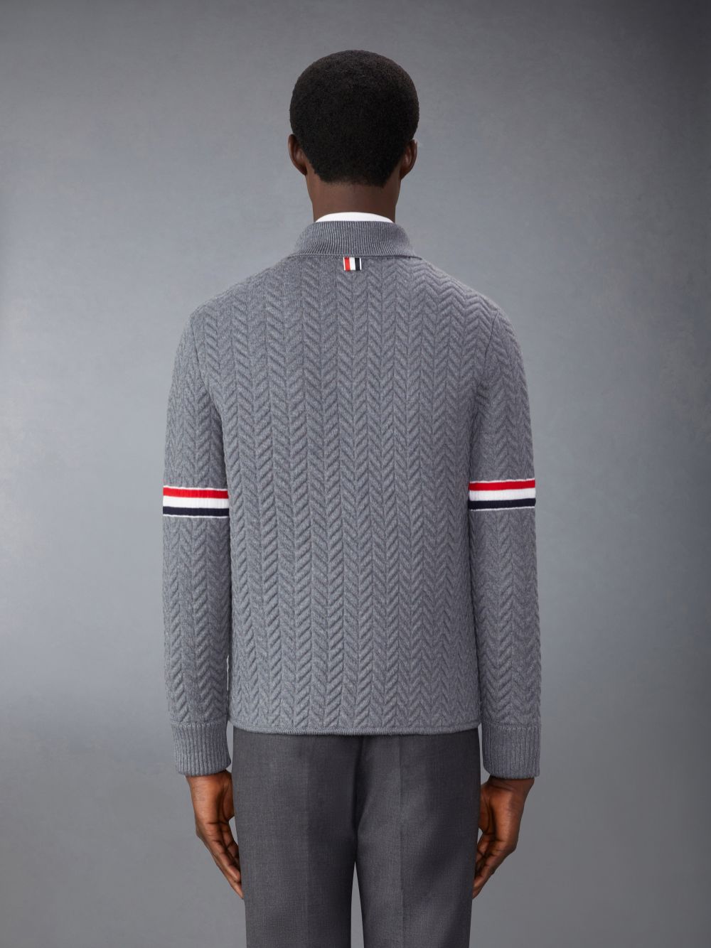 Thom Browne Merino Wool and Cotton Quilted Armband Work Uomo Giacche Grigie | MXV72Y67727