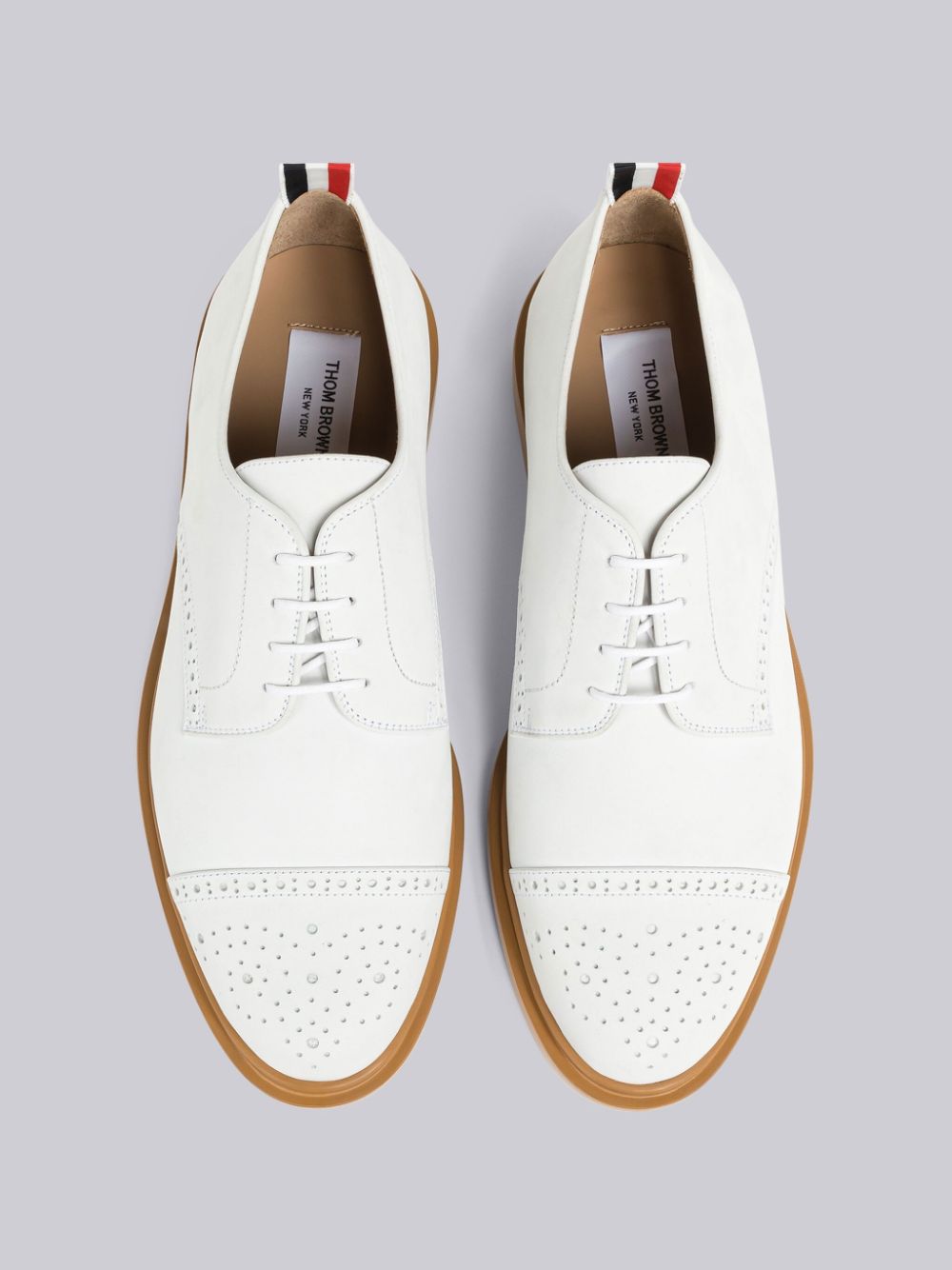 Thom Browne Nubuck Cap Toe Derby Uomo Scarpe Oxford Bianche | DWB11Q77753