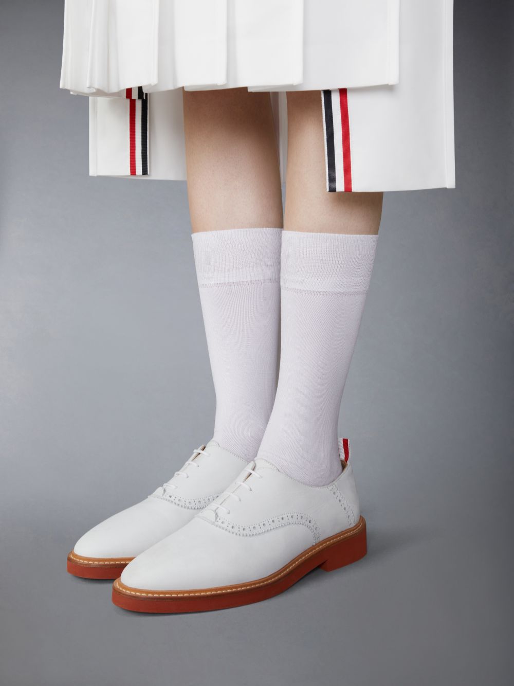 Thom Browne Nubuck Micro Sole Saddle Donna Scarpe Oxford Bianche | GAE68B34597