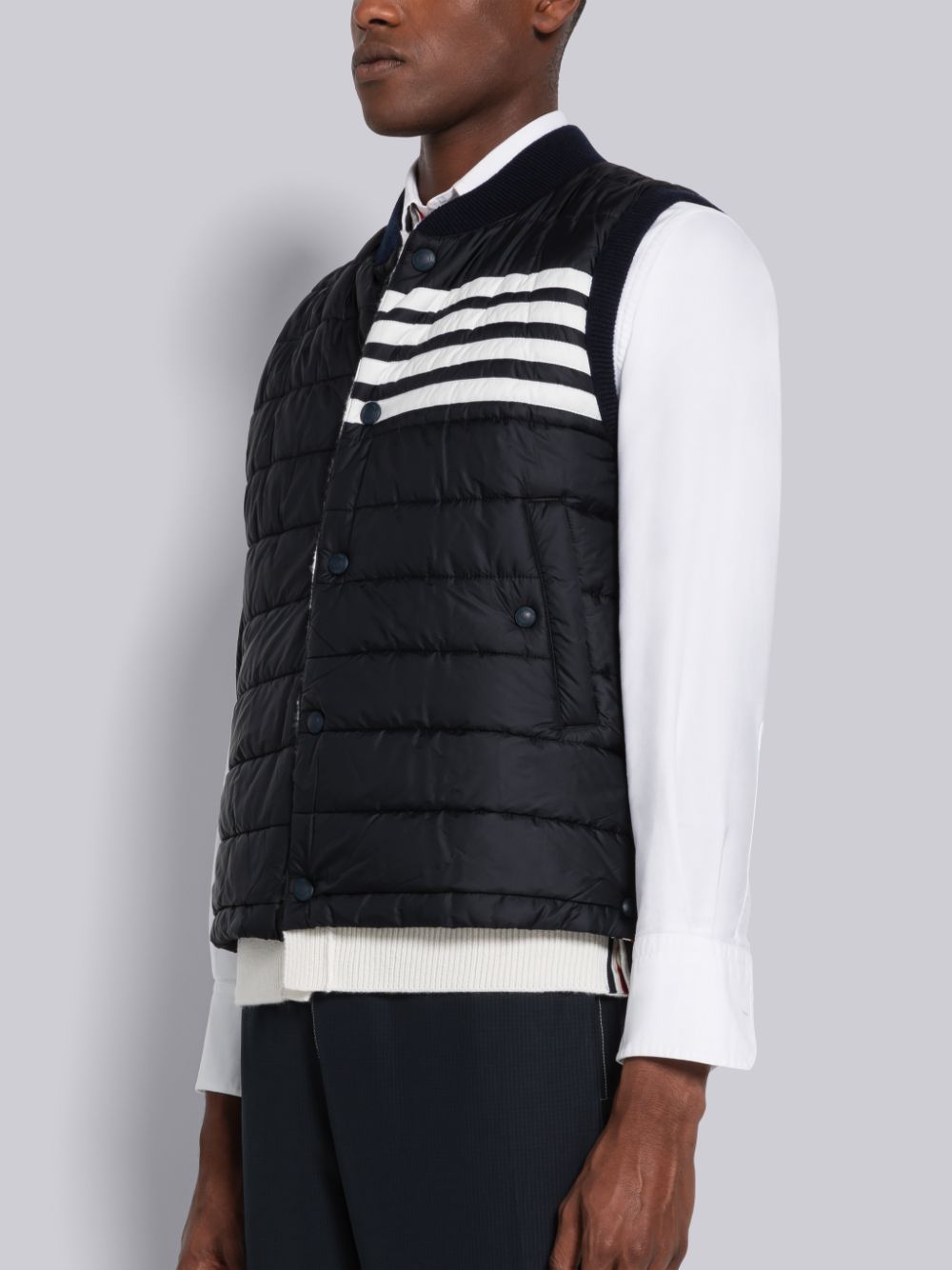 Thom Browne Nylon And Cashmere Reversible Tech Uomo Gilet Blu | TSL72Y03546