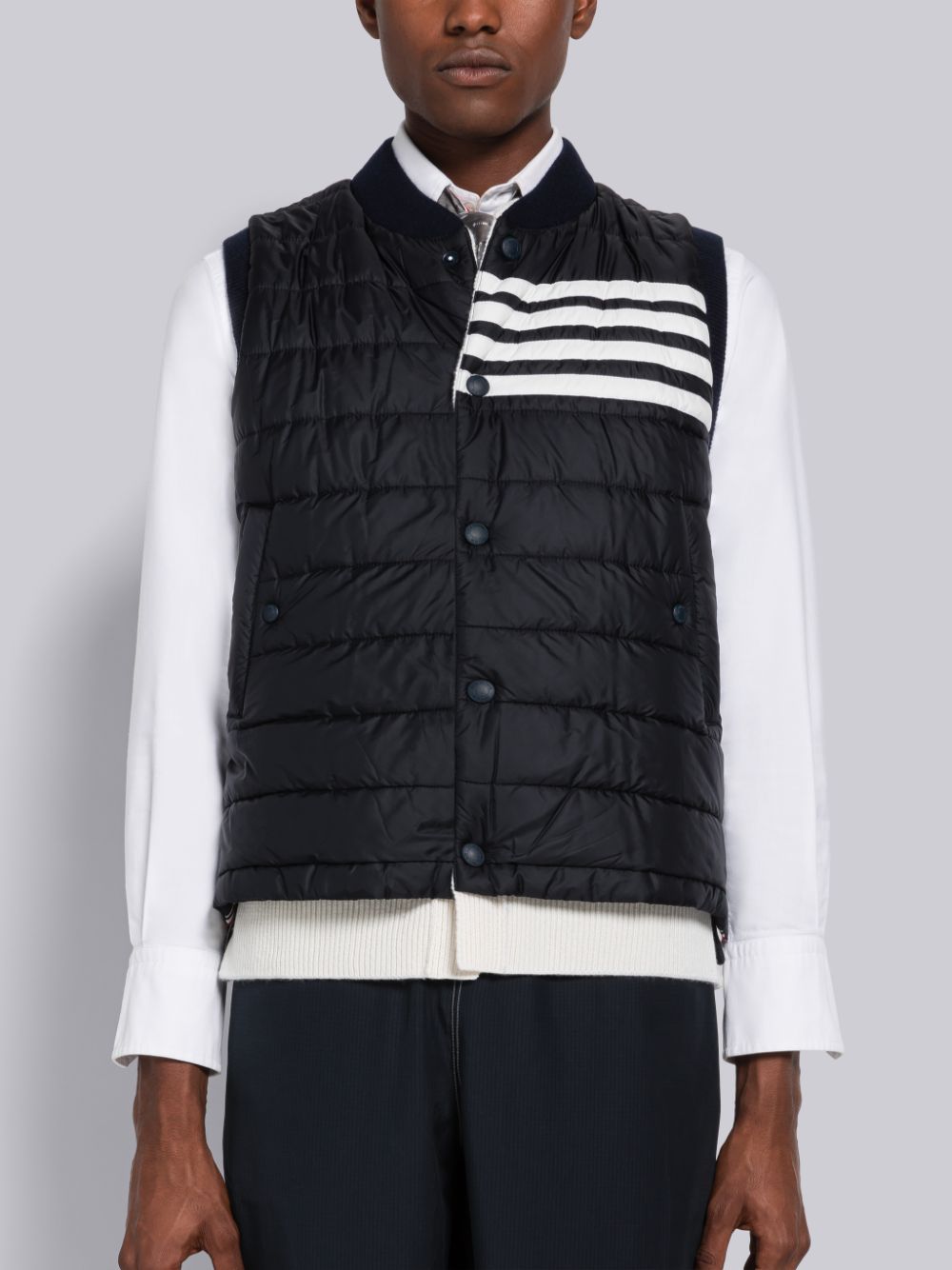 Thom Browne Nylon And Cashmere Reversible Tech Uomo Gilet Blu | TSL72Y03546