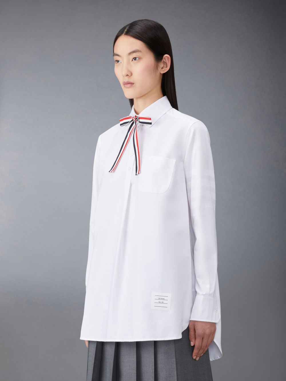 Thom Browne Oxford 4-Bar Bow Tie Blouson Donna Camicie Bianche | SFC21F08081