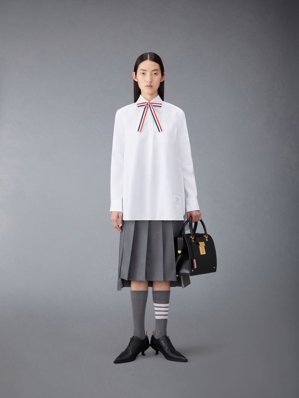 Thom Browne Oxford 4-Bar Bow Tie Blouson Donna Camicie Bianche | SFC21F08081