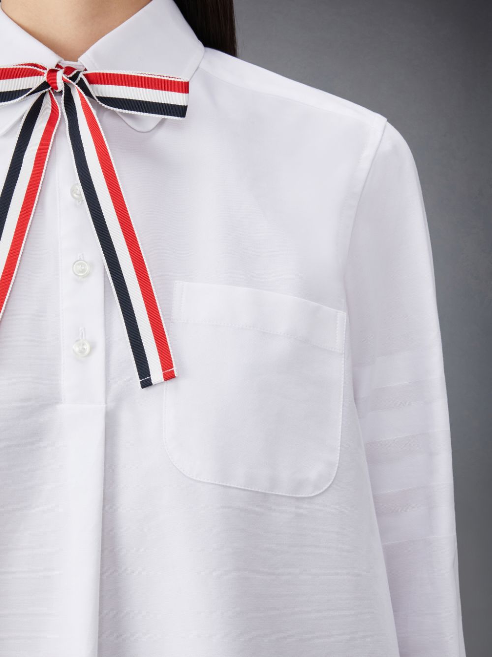 Thom Browne Oxford 4-Bar Bow Tie Blouson Donna Camicie Bianche | SFC21F08081