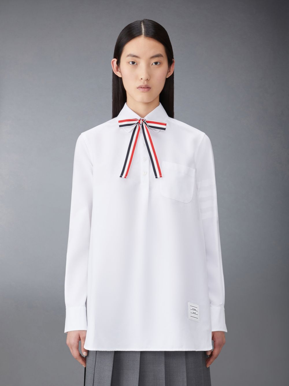 Thom Browne Oxford 4-Bar Bow Tie Blouson Donna Camicie Bianche | SFC21F08081