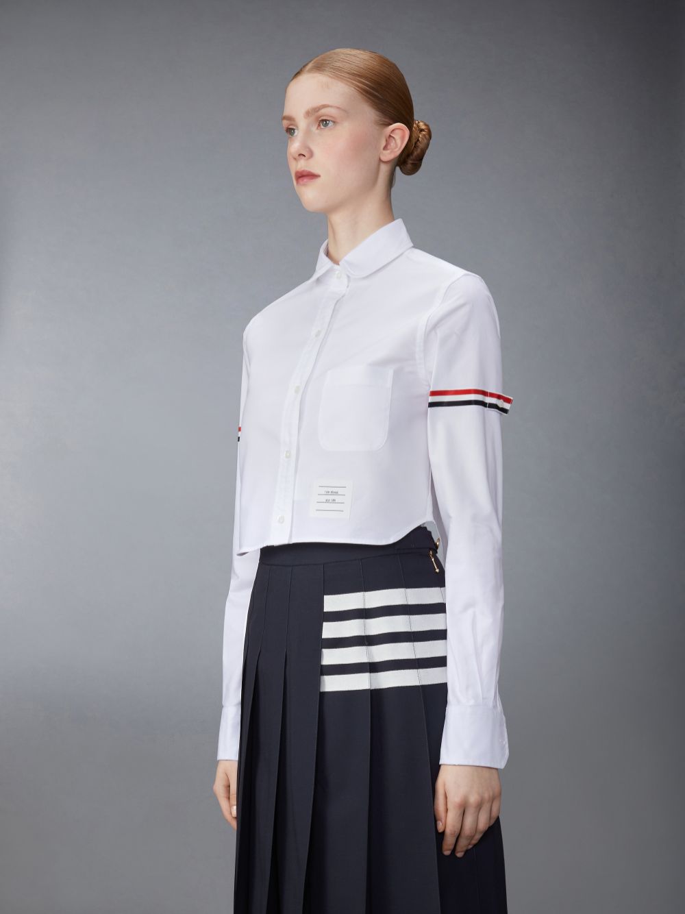 Thom Browne Oxford Armband Round Collar Cropped Donna Camicie Bianche | FLN83D87397