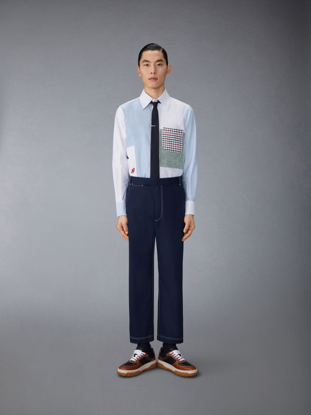 Thom Browne Oxford Rose and Raven Patch Uomo Camicie Blu | NNL83T99676