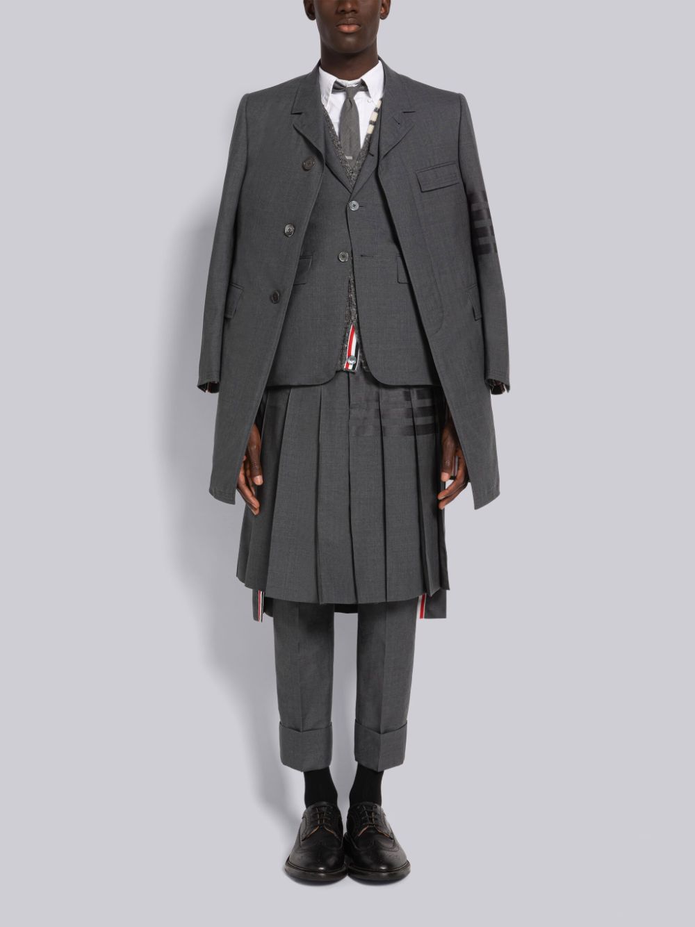 Thom Browne PLAIN WEAVE 4-BAR CHESTERFIELD Uomo Cappotti Grigie | BBU66U34015