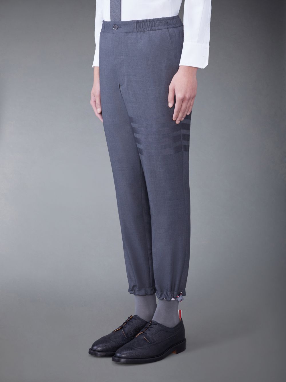 Thom Browne PLAIN WEAVE 4-BAR ELASTIC WAIST TRACK Uomo Pantaloni Grigie | ZUA53S39389