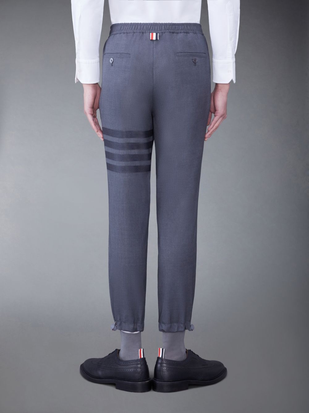 Thom Browne PLAIN WEAVE 4-BAR ELASTIC WAIST TRACK Uomo Pantaloni Grigie | ZUA53S39389