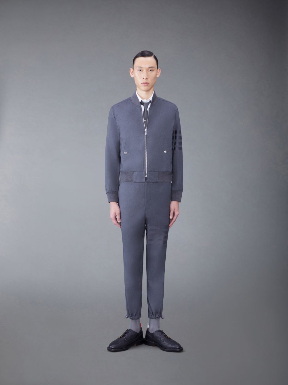 Thom Browne PLAIN WEAVE SUITING 4-BAR BLOUSON Uomo Giacche Grigie | CNI08G37418