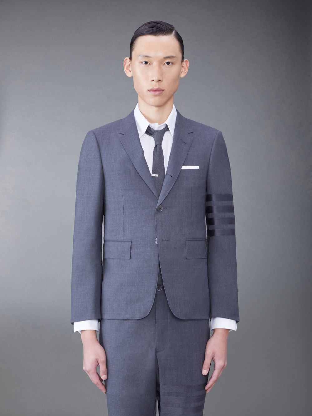 Thom Browne PLAIN WEAVE SUITING 4-BAR CLASSIC SPORT Uomo Cappotti Grigie | IEH86E62971