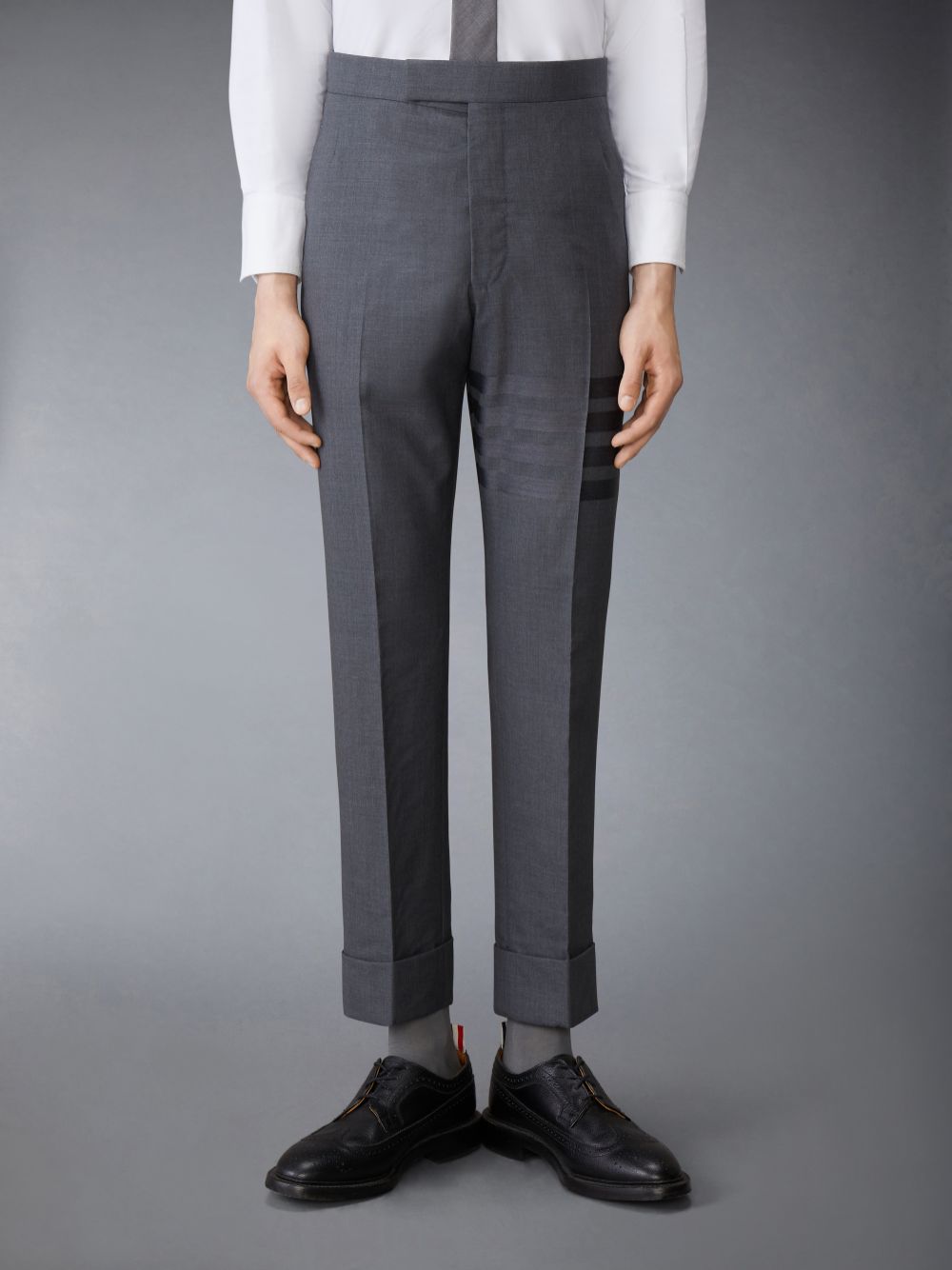 Thom Browne PLAIN WEAVE SUITING 4-BAR CLASSIC BACKSTRAP Uomo Pantaloni Grigie | ONB45G49308