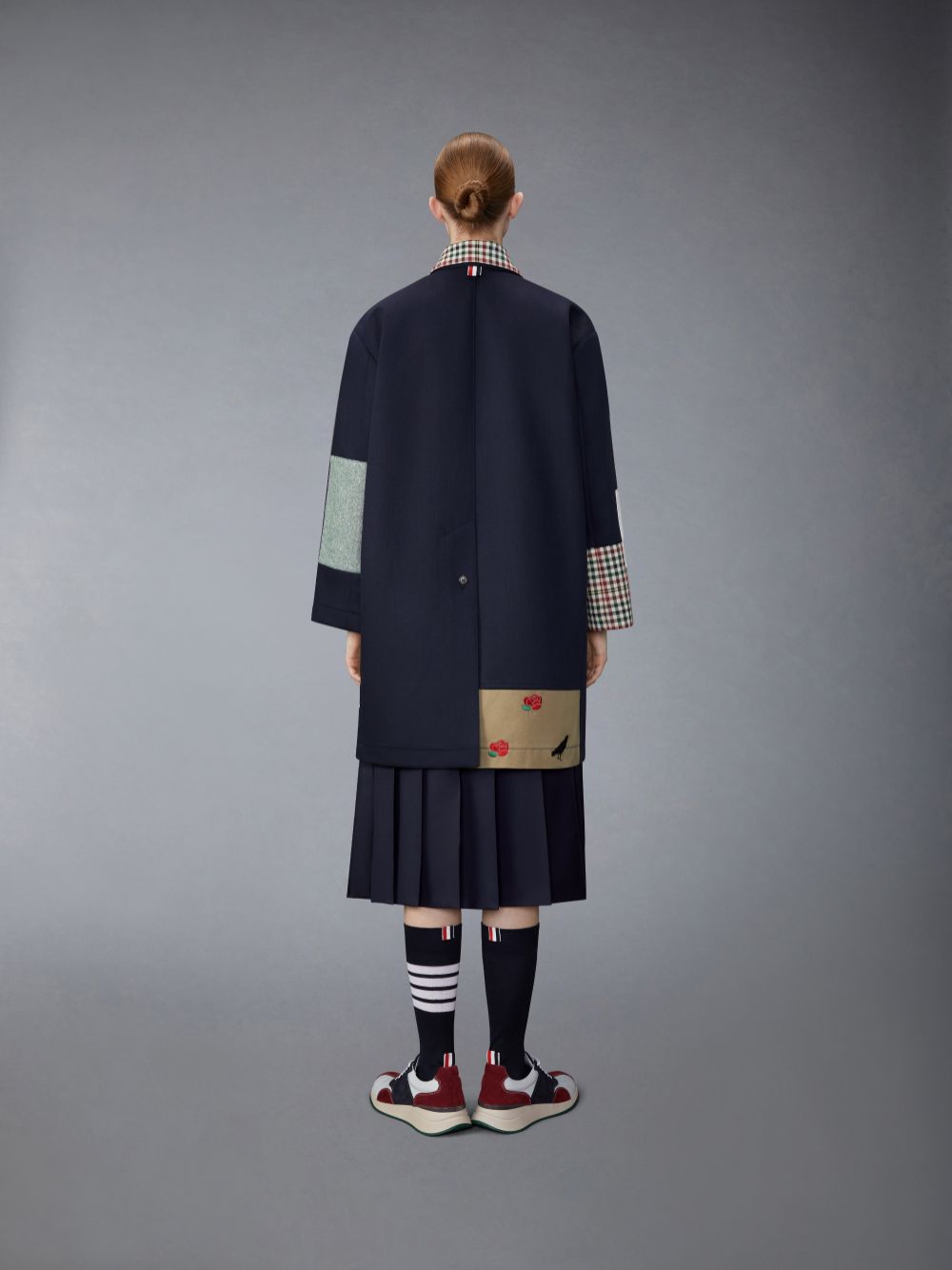 Thom Browne Patchwork Double Face Bal Collar With Detachable Shearling Collar Donna Cappotti Blu Marino | ZYU53O06703