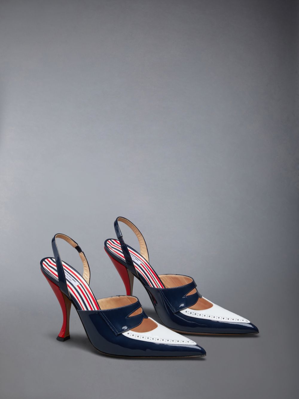 Thom Browne Patent Slingback Curved Heel Penny Donna Mocassini Nere | NTT09M84952