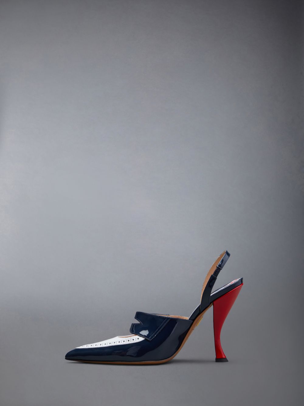 Thom Browne Patent Slingback Curved Heel Penny Donna Mocassini Nere | NTT09M84952