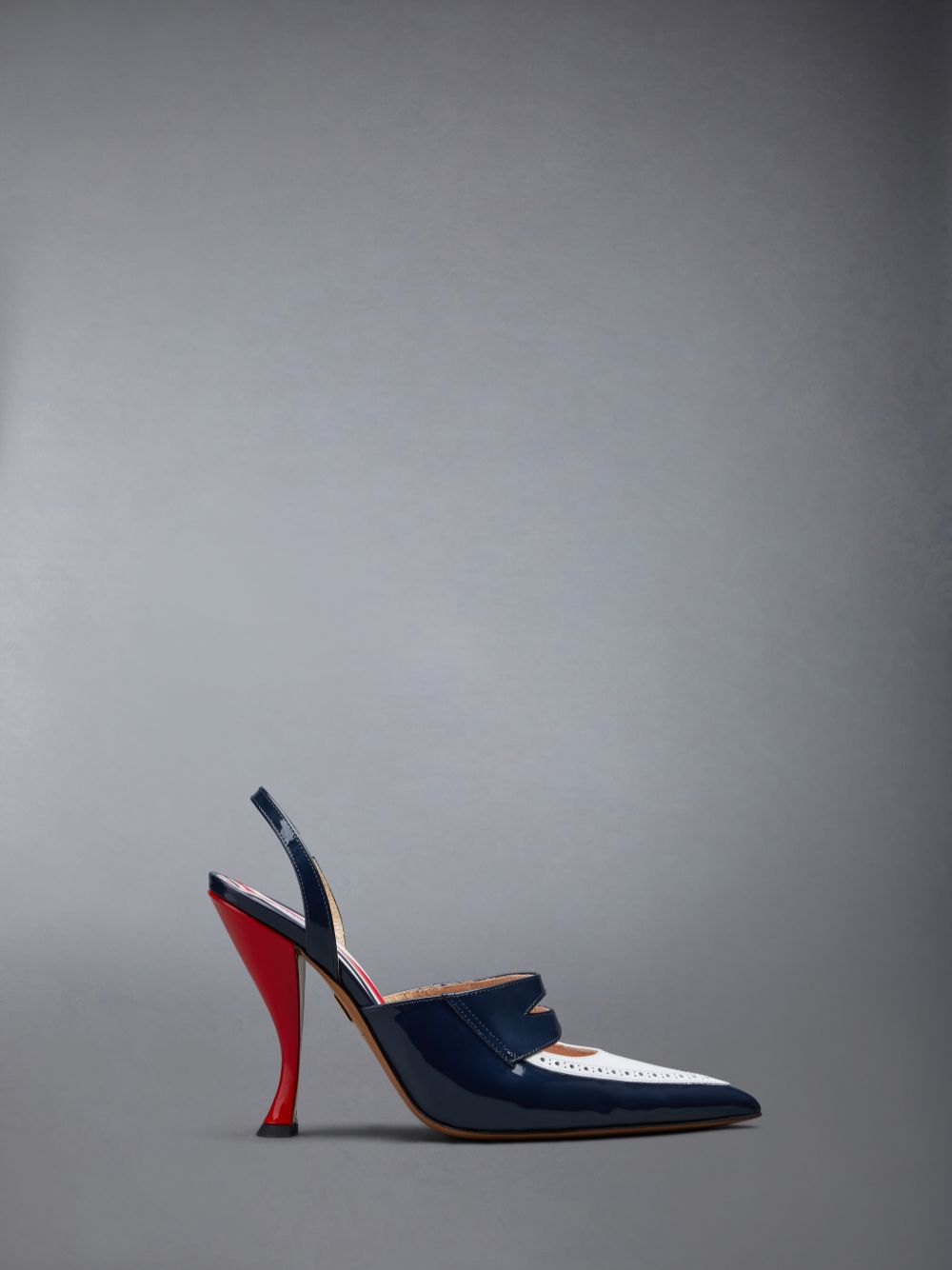 Thom Browne Patent Slingback Curved Heel Penny Donna Mocassini Nere | NTT09M84952