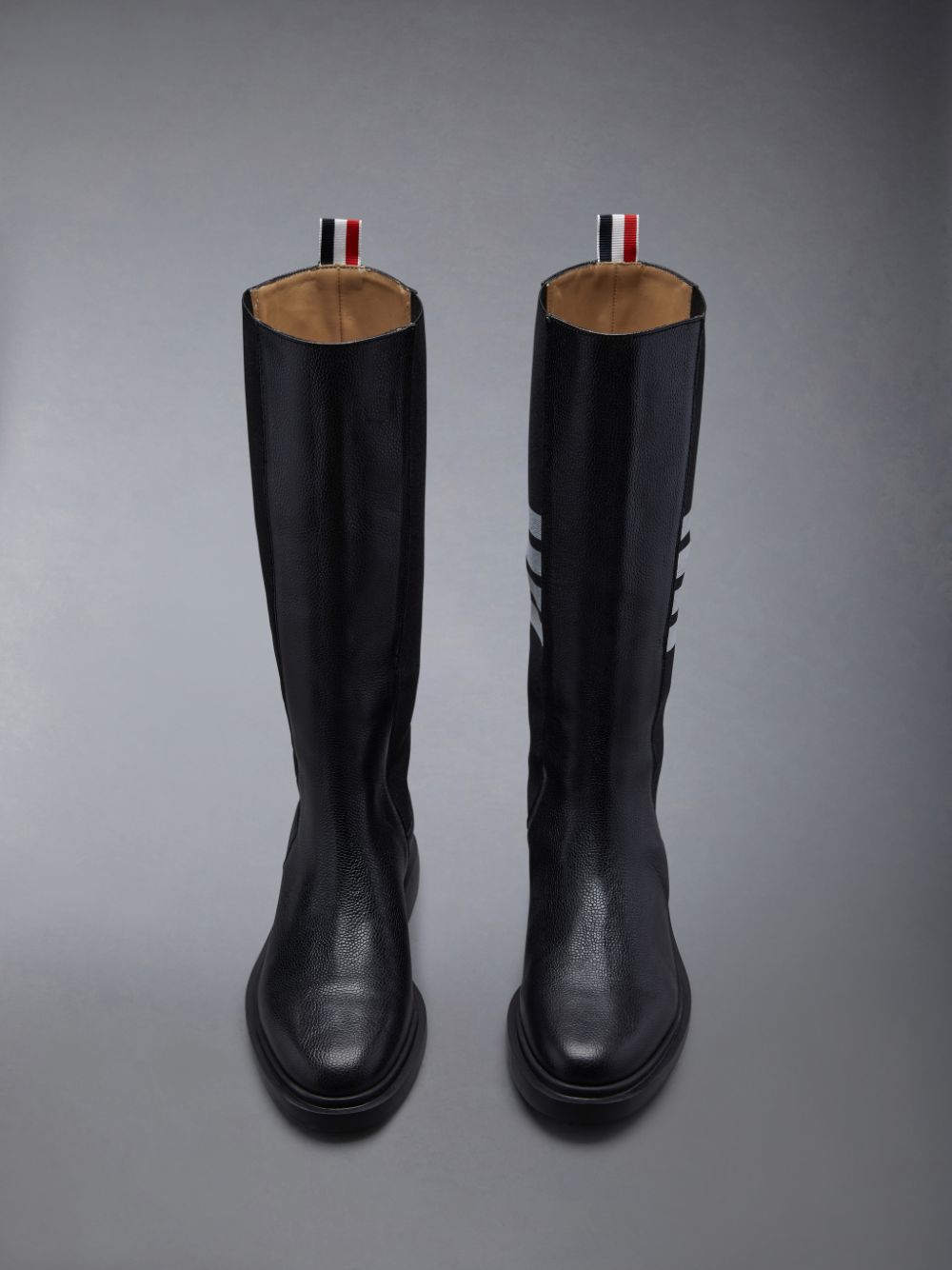 Thom Browne Pebble Grain 4-Bar Knee High Chelsea Donna Stivali Nere | FTB75W32463