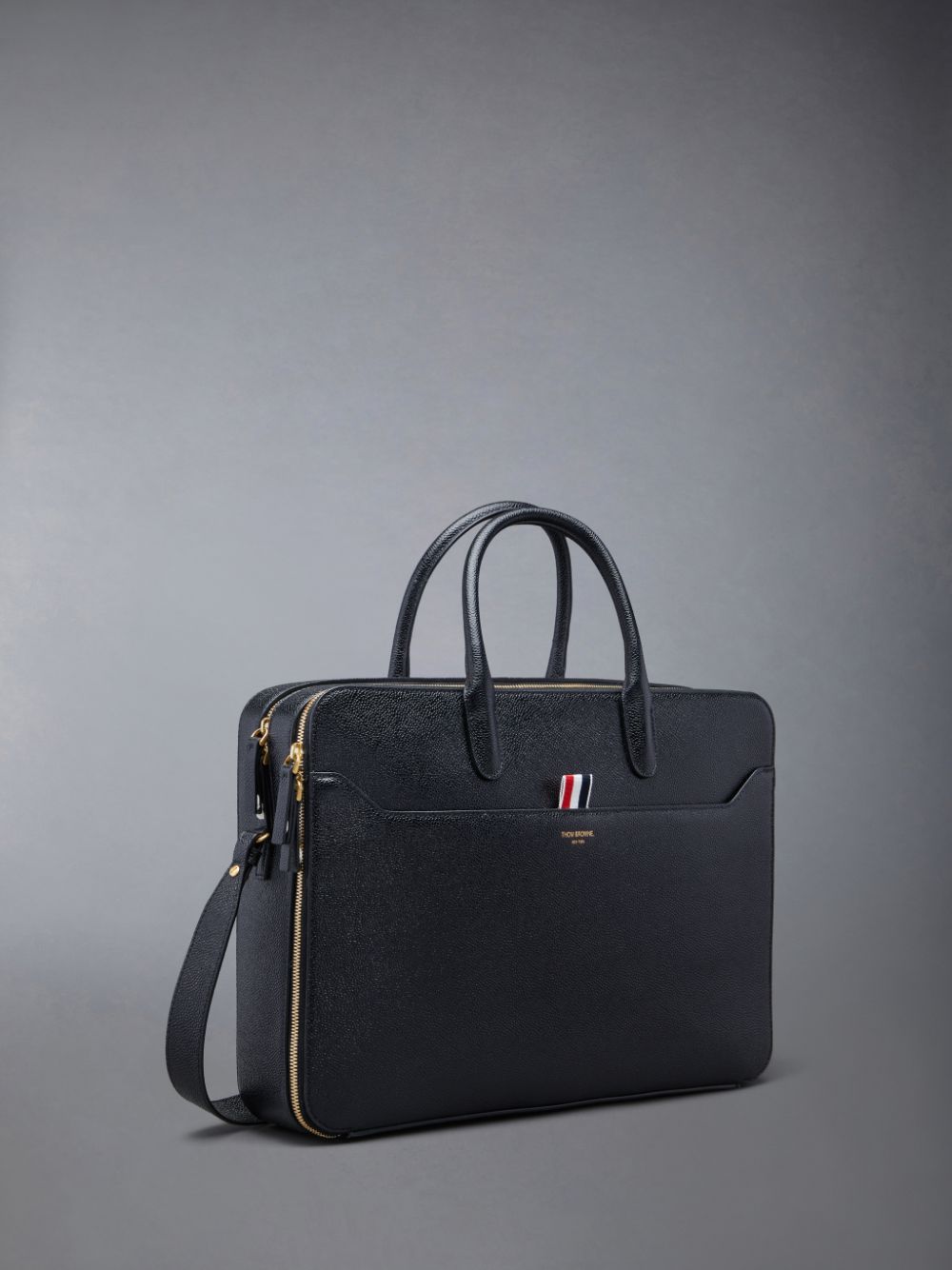 Thom Browne Pebble Grain Double Compartment Donna Borse Da Lavoro Nere | MIX84J41689