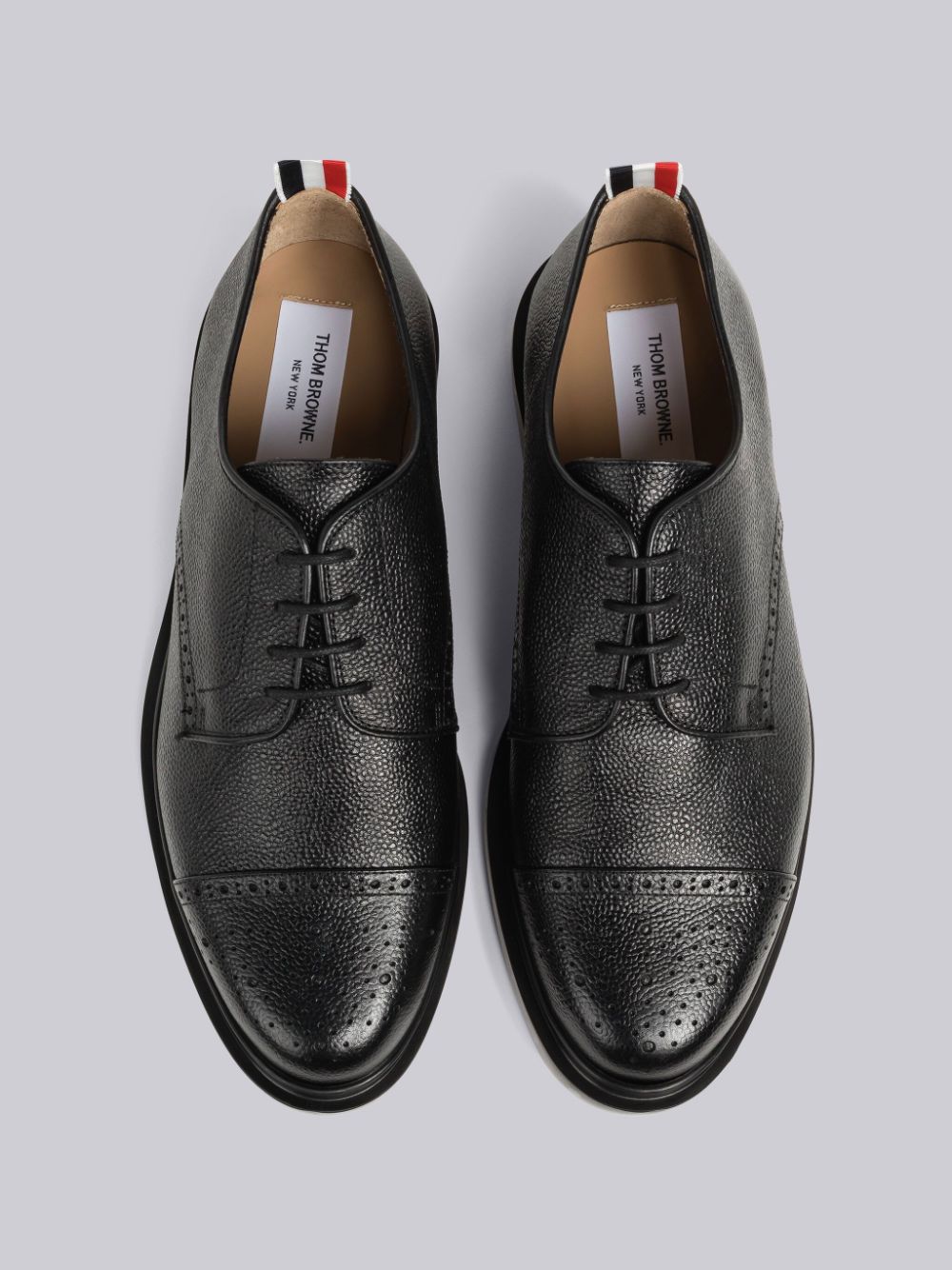 Thom Browne Pebble Grain Leather Cap Toe Derby Uomo Scarpe Oxford Nere | GYH85Y55574