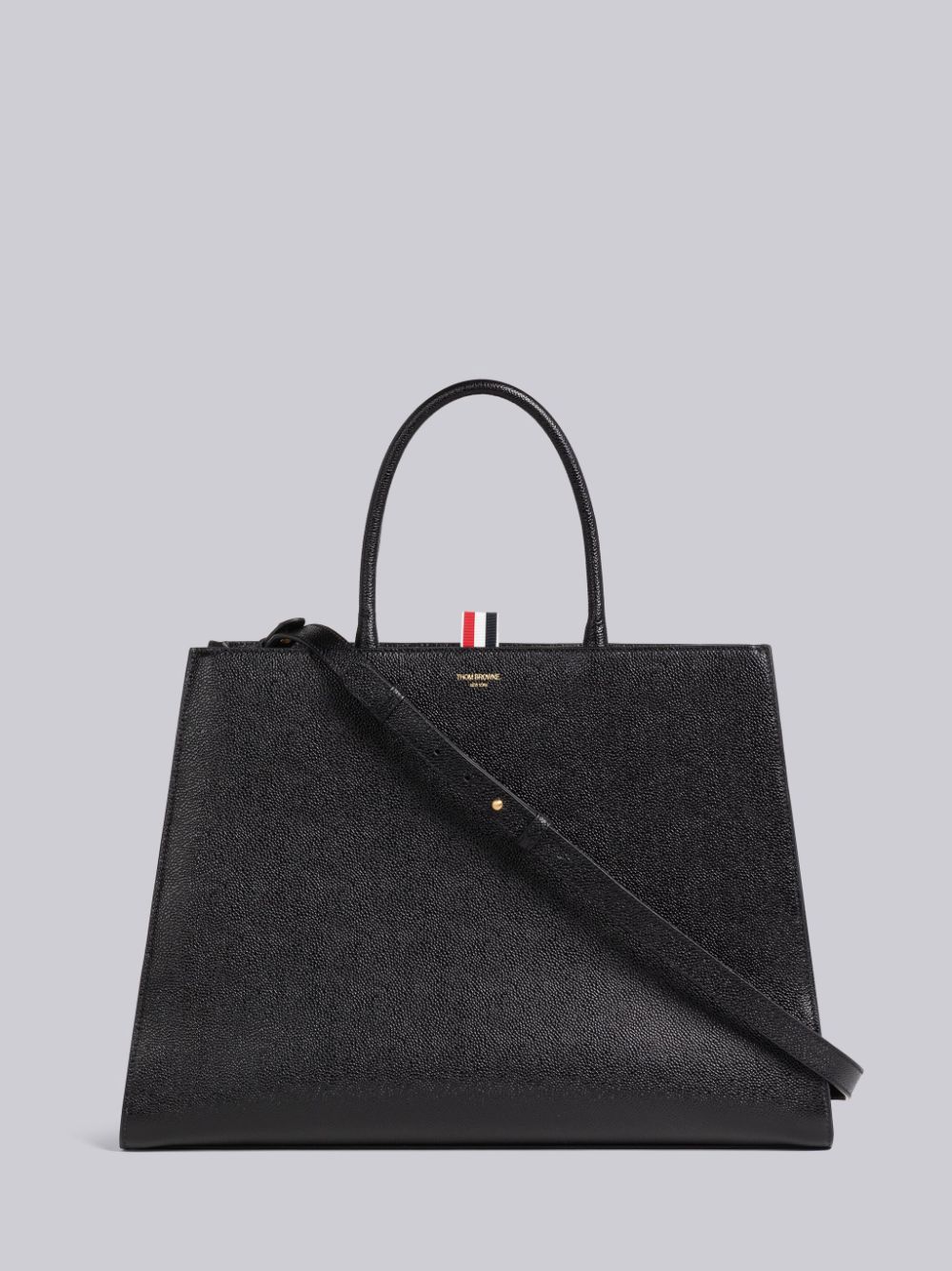 Thom Browne Pebble Grain Leather Large Trapeze Uomo Borse Tote Nere | ZKO27V63346