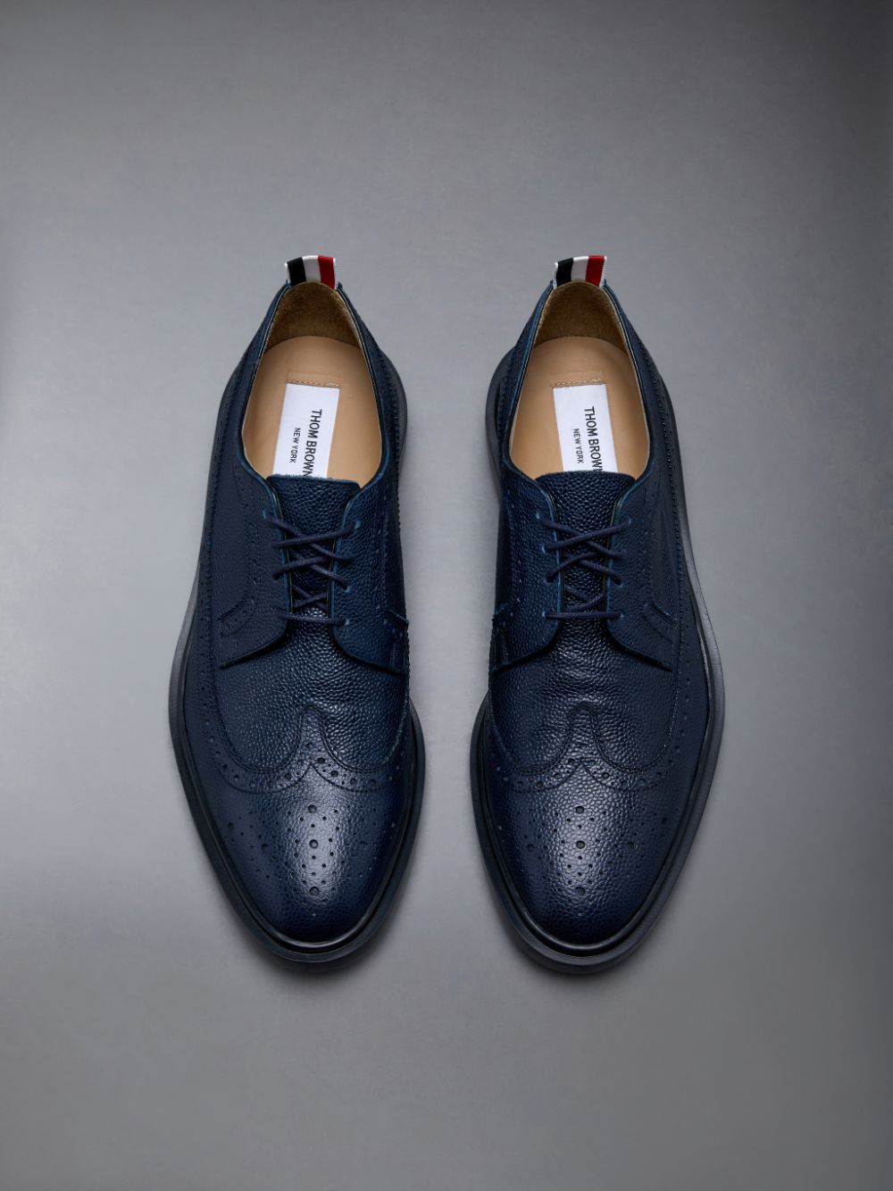 Thom Browne Pebble Grain Leather Longwing Uomo Scarpe Brogue Blu | YDL39W42407