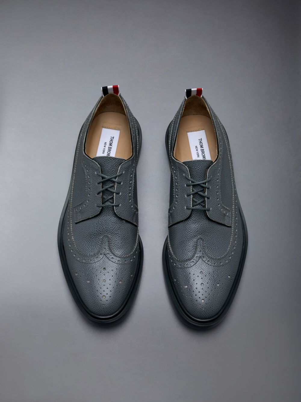 Thom Browne Pebble Grain Leather Longwing Uomo Scarpe Brogue Grigie | LPB22Y48311