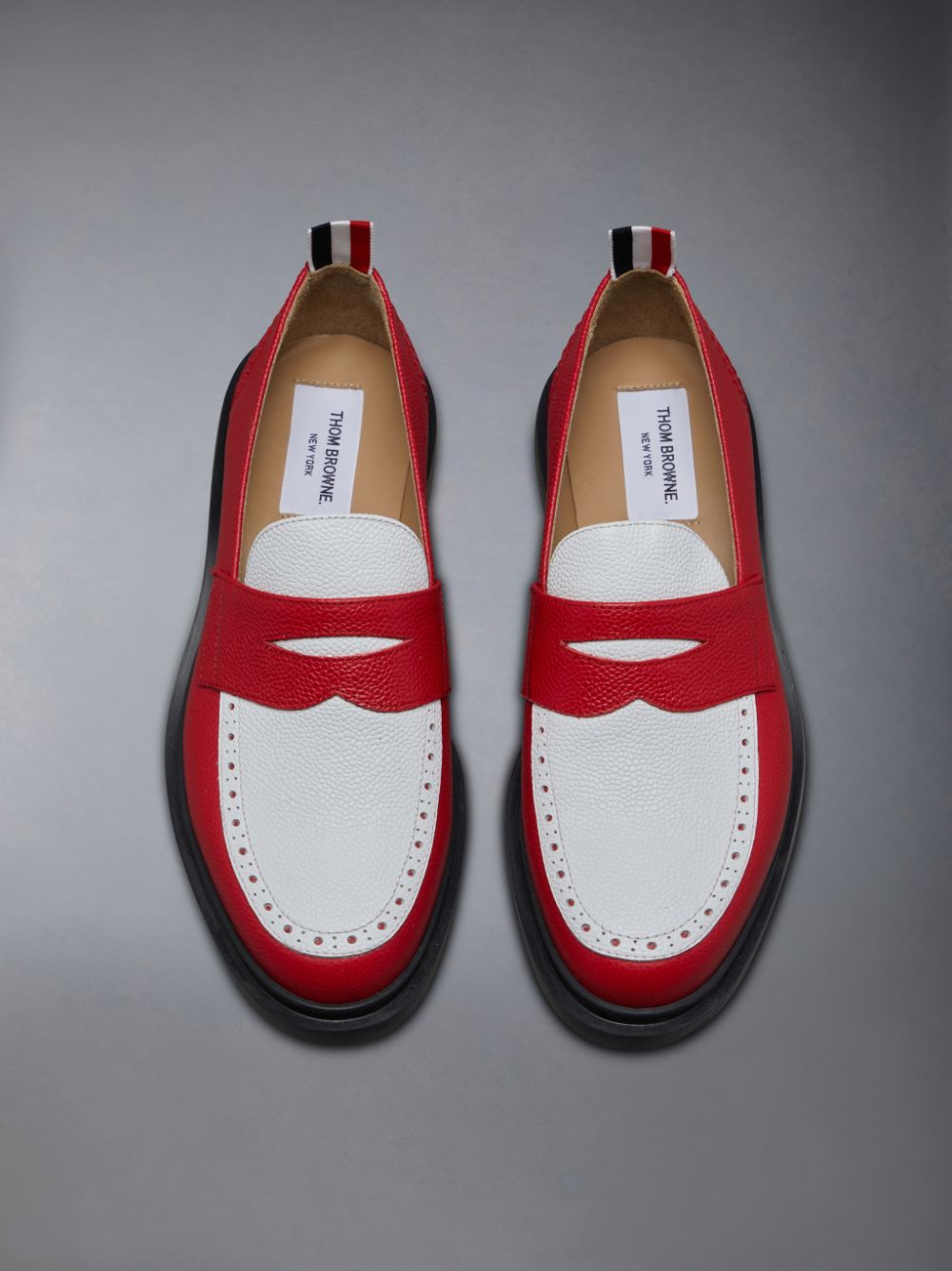 Thom Browne Pebble Grain Leather Penny Donna Mocassini Rosse | LQE11Q93870