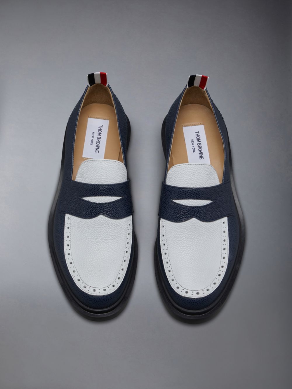 Thom Browne Pebble Grain Leather Penny Donna Mocassini Blu | WWD61R14943