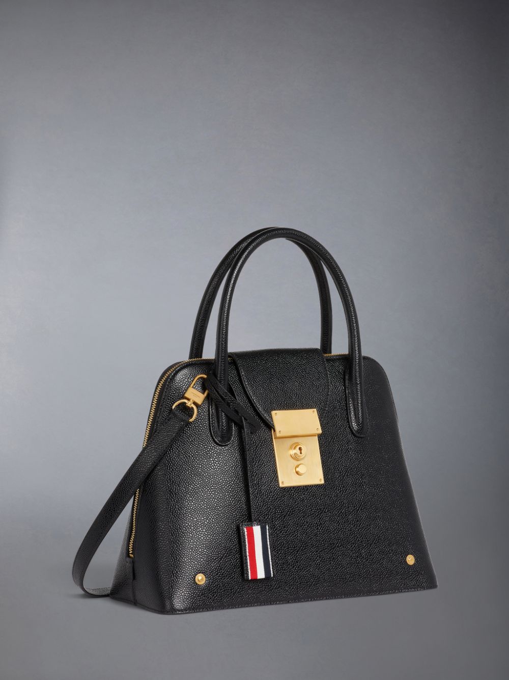 Thom Browne Pebble Grain Leather Removable Shoulder Strap Mrs. Donna Borse A Cartella Nere | APJ40I15676