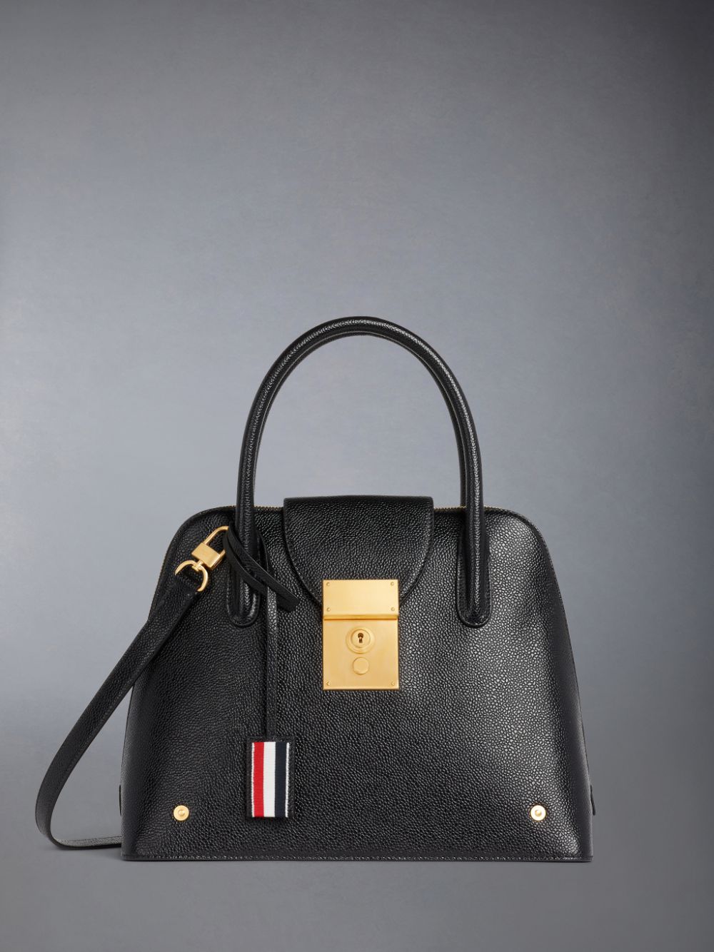 Thom Browne Pebble Grain Leather Removable Shoulder Strap Mrs. Donna Borse A Cartella Nere | APJ40I15676