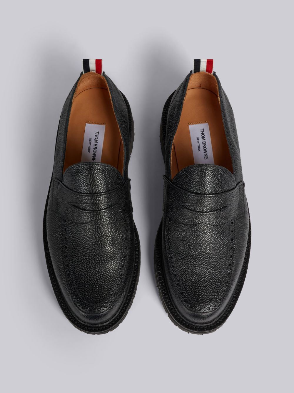 Thom Browne Pebble Grain Leather Rubber Commando Sole Classic Penny Uomo Mocassini Nere | IKX97E78881