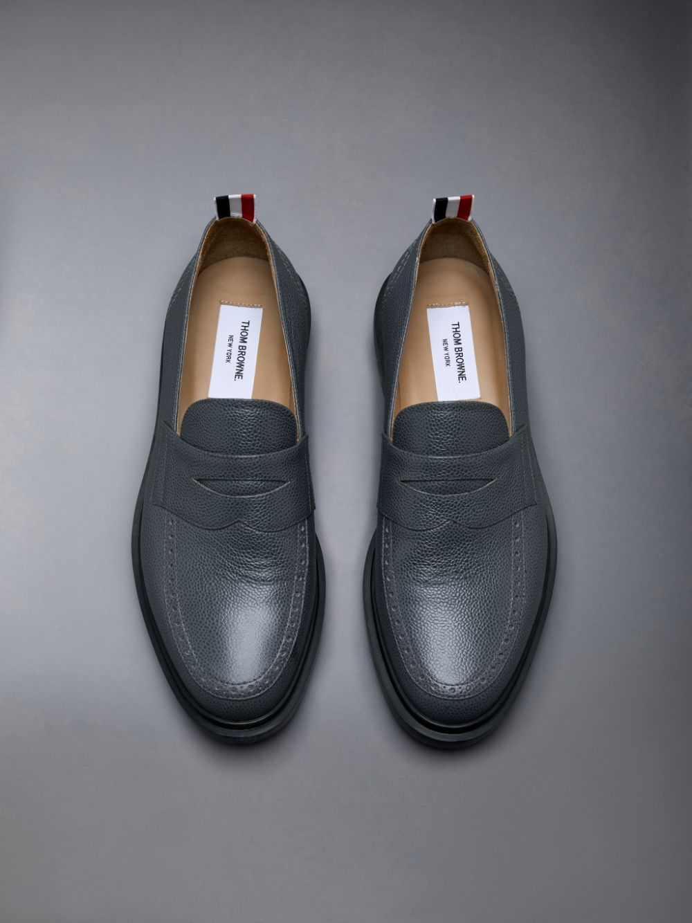 Thom Browne Pebble Grain Leather Rubber Sole Penny Uomo Mocassini Grigie | CBR89M42335