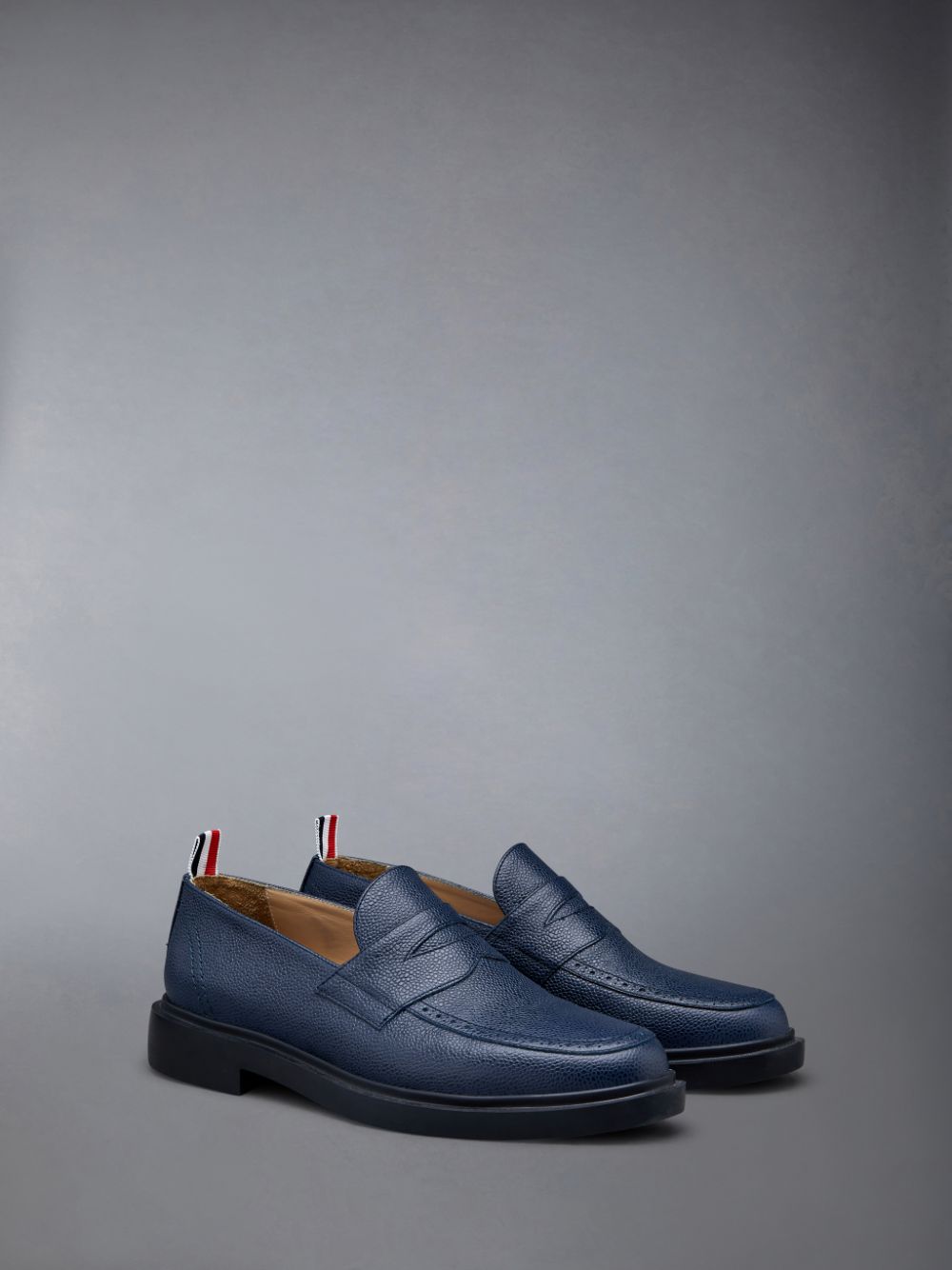 Thom Browne Pebble Grain Leather Rubber Sole Penny Uomo Mocassini Blu | JEQ23T03001