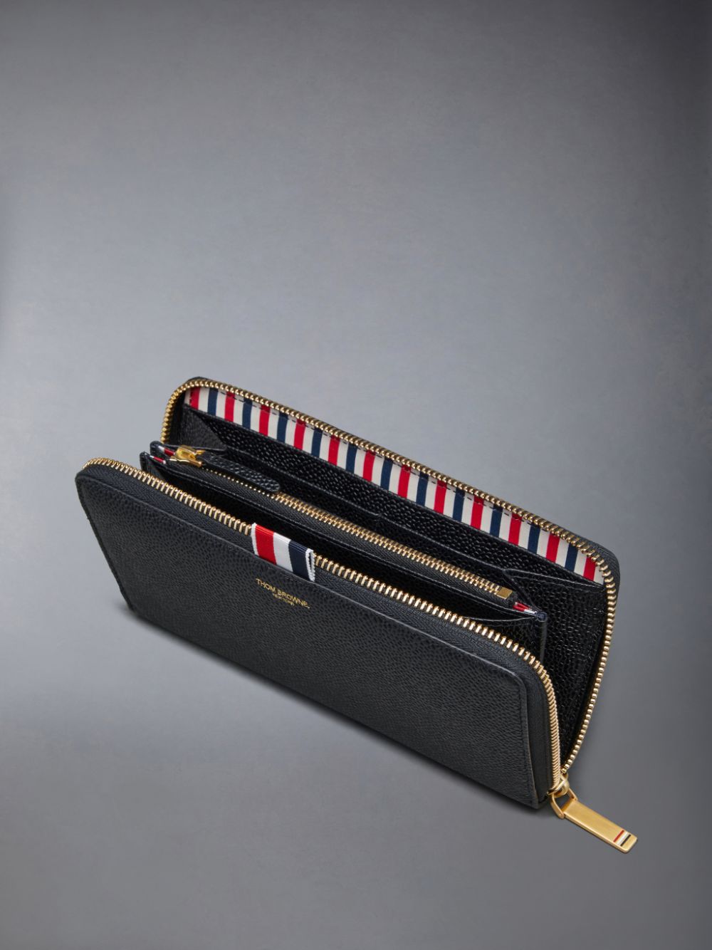 Thom Browne Pebble Grain Leather Slim Long Ziparound Purse Donna Portafogli Nere | BML11C59637