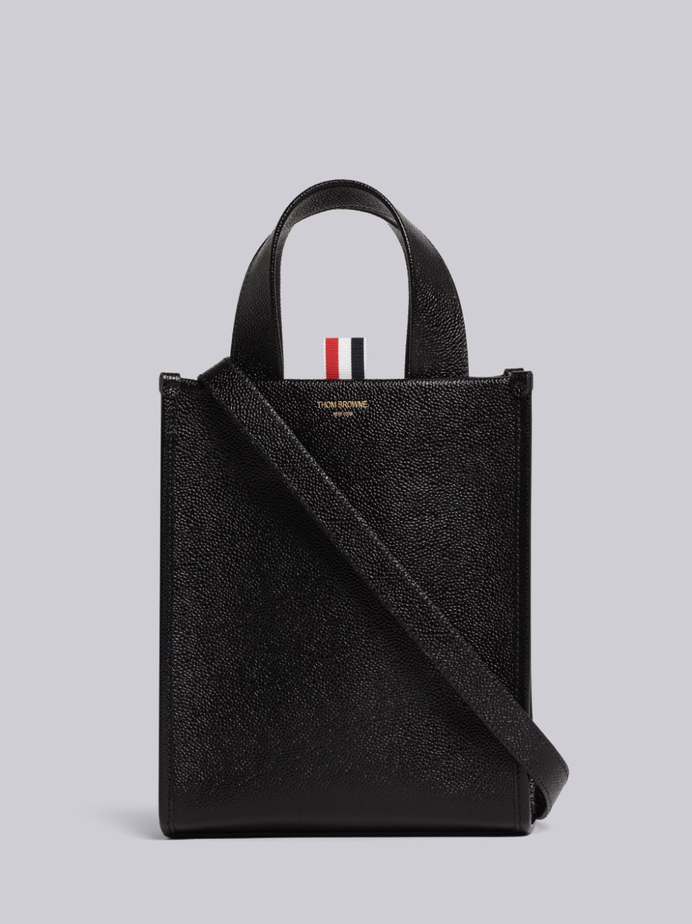 Thom Browne Pebble Grain Leather Small Square Uomo Borse Tote Nere | GIO40Q17435