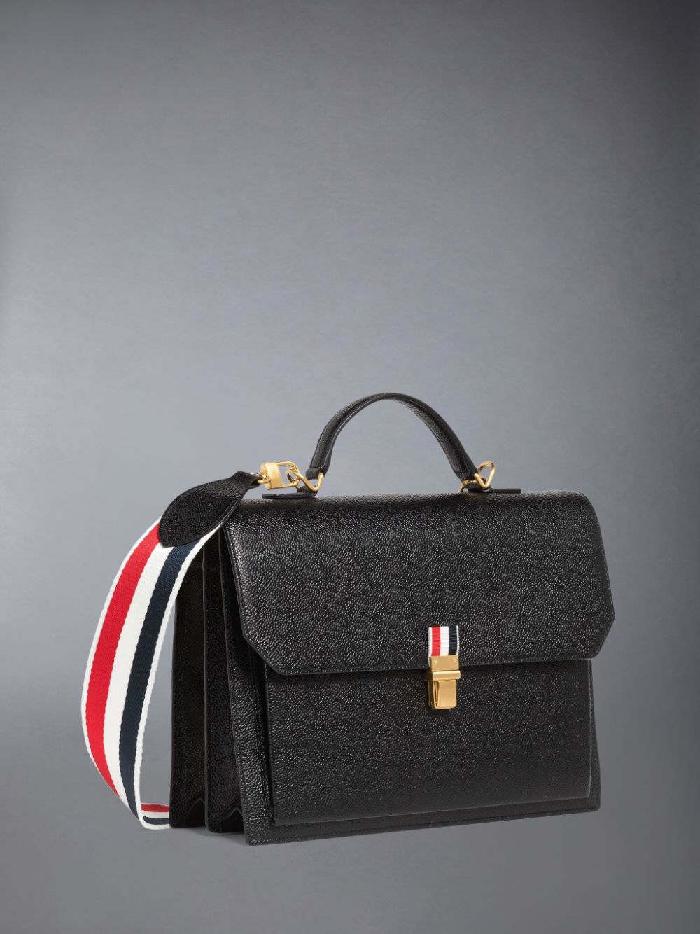 Thom Browne Pebble Grain Leather Top Handle School Uomo Borse Tote Nere | WXC73Y19744