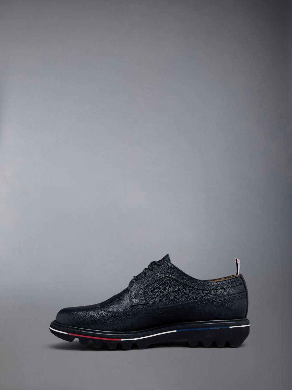 Thom Browne Pebble Grain Leather Tread Sole Longwing Uomo Scarpe Brogue Nere | UTF76Q05095