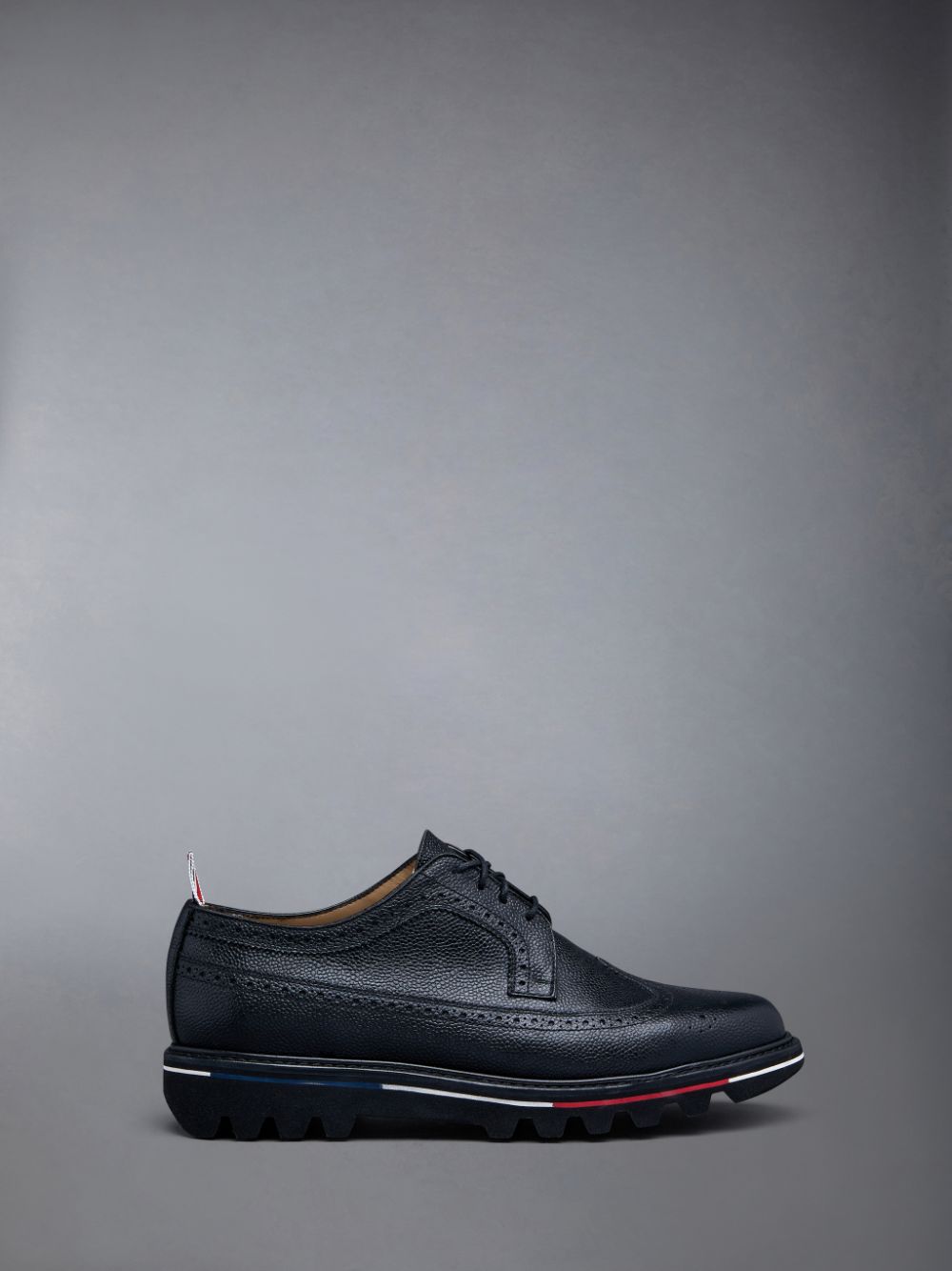 Thom Browne Pebble Grain Leather Tread Sole Longwing Uomo Scarpe Brogue Nere | UTF76Q05095